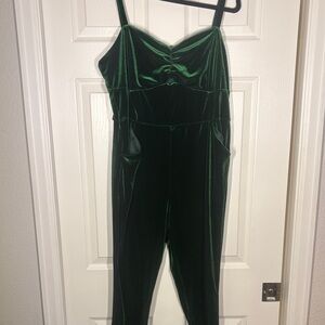 Unique Vintage Green Velvet Capri Jumpsuit